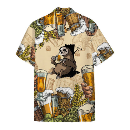 Lasfour - 3D Sloth and Beer Custom Hawaii Shirt, Hawaiian Shirts for Men Short Sleeve Aloha Beach Shirt HO3264