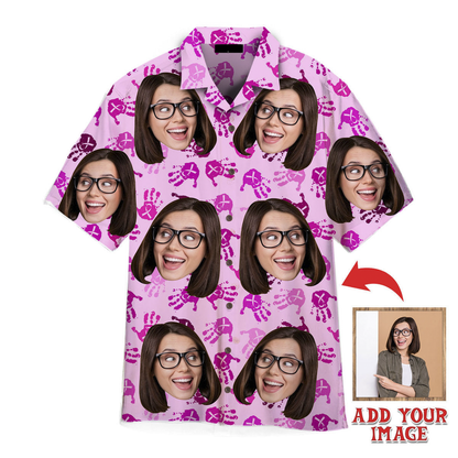 Custom Face On Pinktober Breast Cancer Awareness Custom Hawaiian Shirt, Personalized Hawaiian Shirts, Custom Photo Hawaiian Shirt HO4220