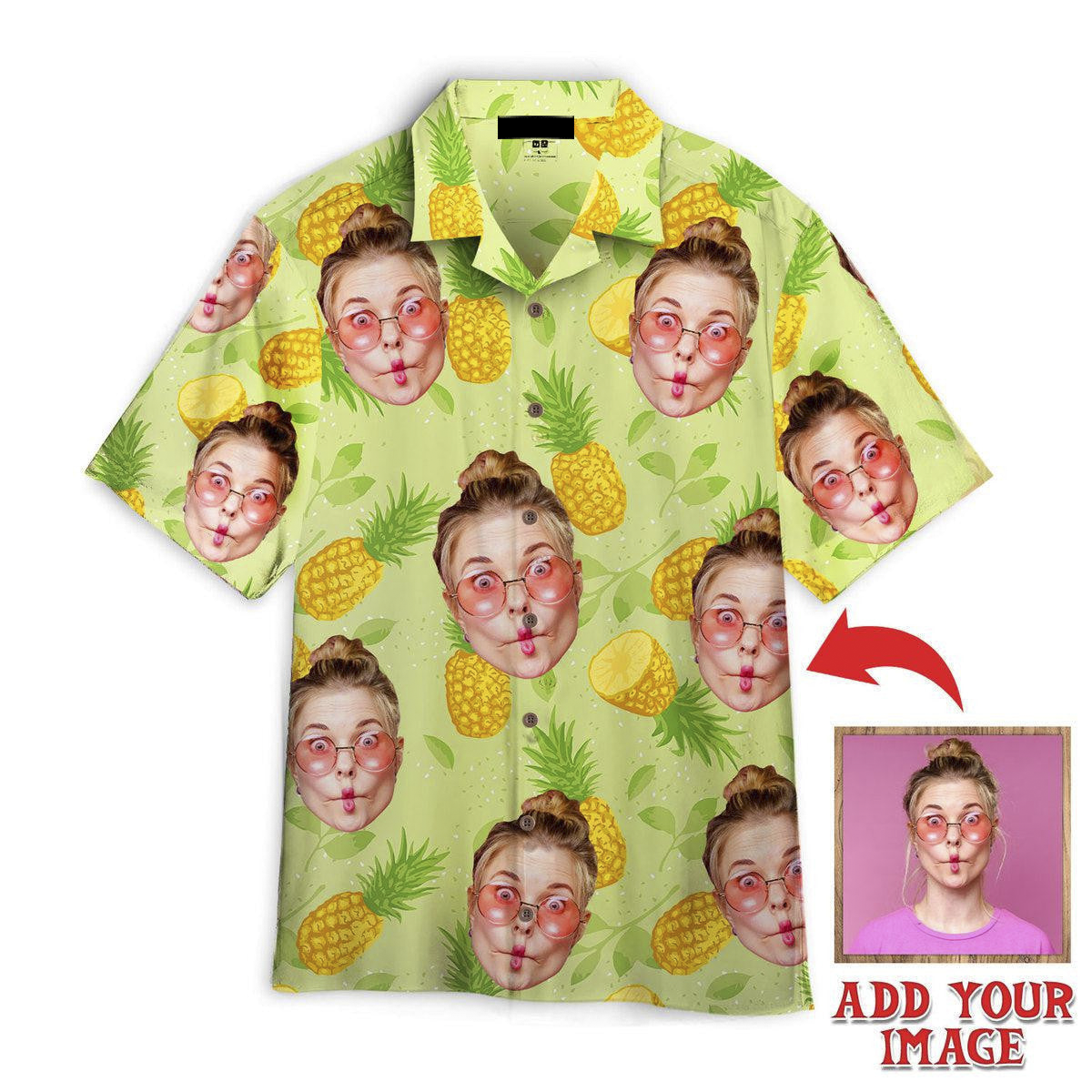 Funny Custom Face Summer Pineapples Custom Hawaiian Shirt, Personalized Hawaiian Shirts, Custom Photo Hawaiian Shirt HO4219