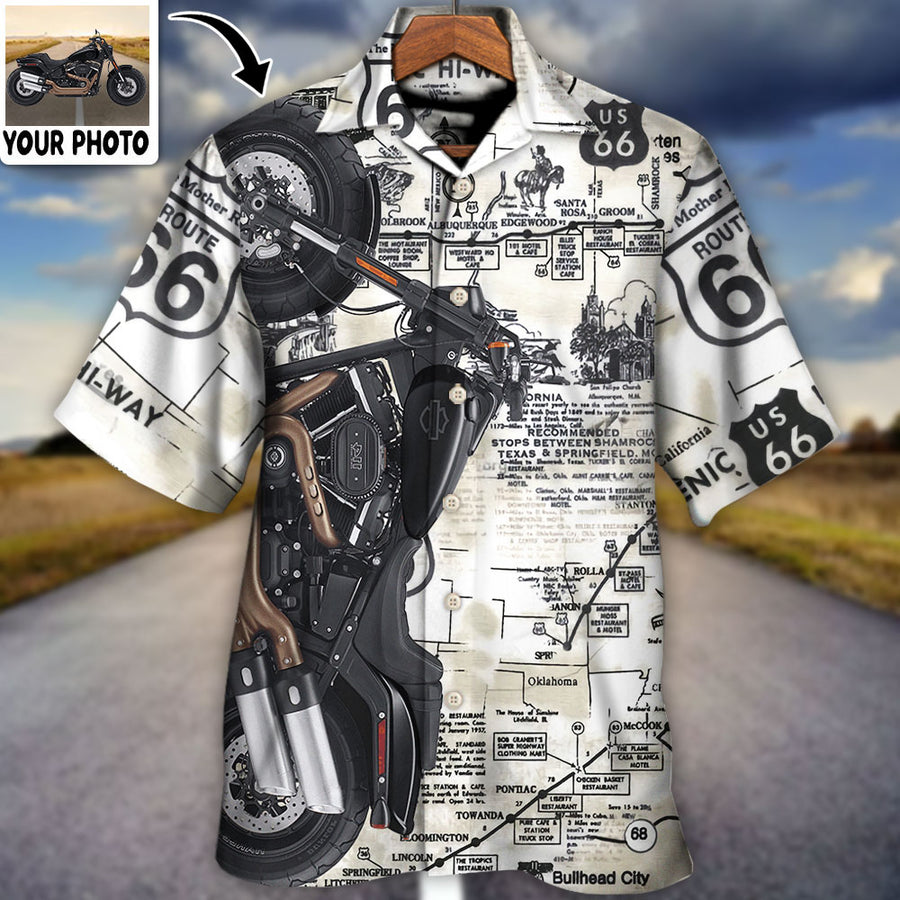 Motorcycle Biker Happy Ride No Road Is To Long Custom Photo - Hawaiian Shirt Lasfour HO4258