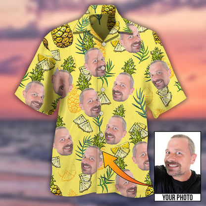 3D All Over Print Face Aloha Pineapple Custom Photo Hawaiian Shirt, Hawaiian Shirt for Men Women HO4235