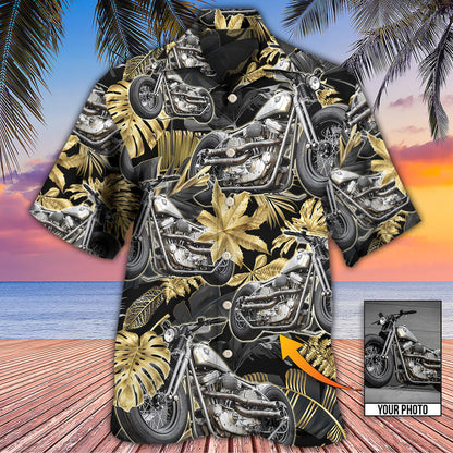 Bobber Motorcycle Tropical Flower Pattern Vibe Custom Photo Hawaiian Shirt, Hawaiian Shirt for Men Women HO4216
