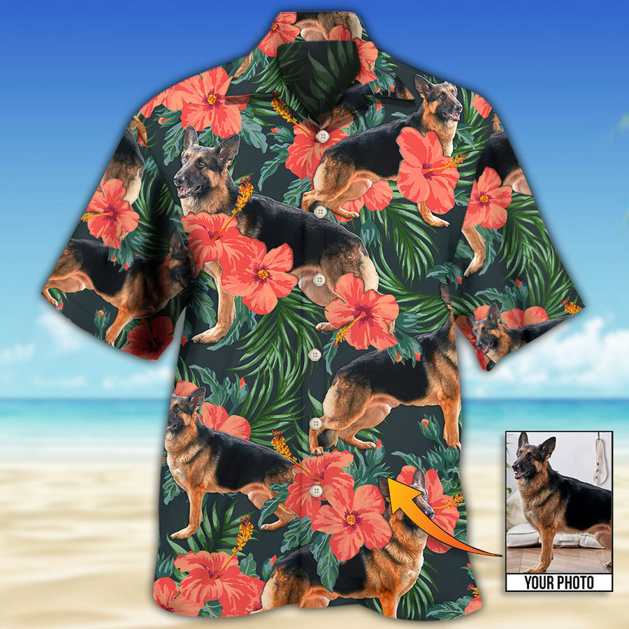 German Shepherd Tropical Custom Photo - Hawaiian Shirt, Personalized Hawaiian Shirt Dog, Idea Gift for Dog Lover HO4277