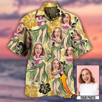 Custom Photo Face Women Floral Pattern Hawaiian Shirt, Gift for Women, Idea Gift for Her HO4250