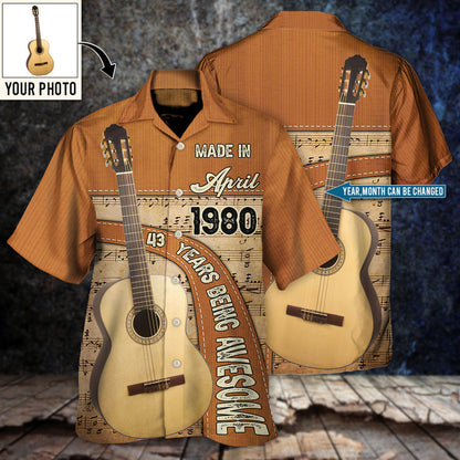 Guitar Lover Years Of Being Awesome Custom Photo Personalized - Hawaiian Shirt - Personalized Photo Gifts, Custom Photo Gifts, Personalized Gifts Ideas HO4270