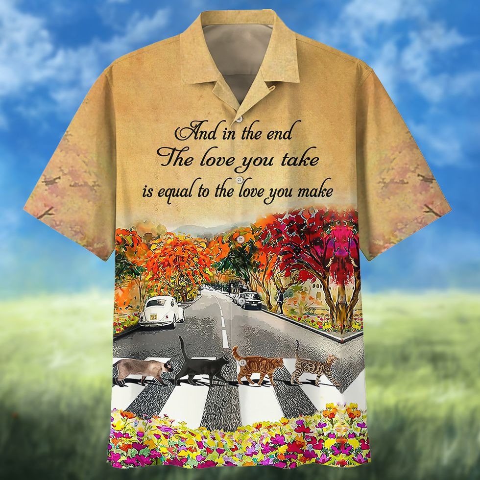 Cats Abbey Roads 3D Hawaiian Shirt, Cat Hawaiian Shirts, Aloha Hawaii Beach Shirts For Cat Lover HO5137