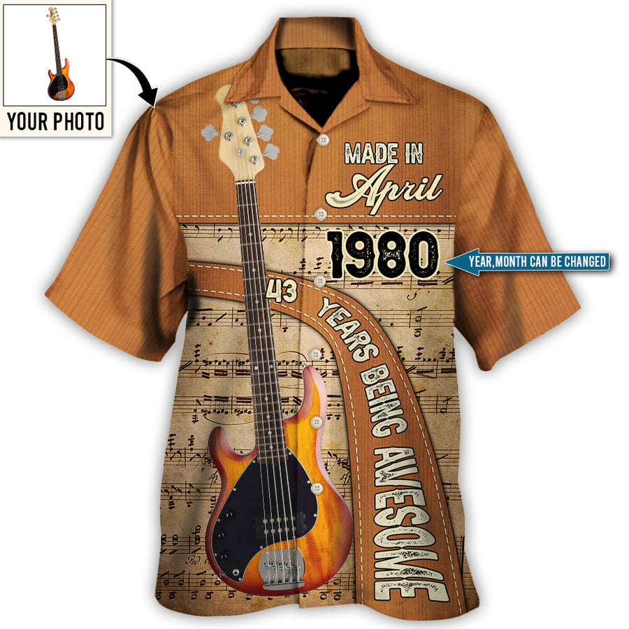 Guitar Lover Years Of Being Awesome Custom Photo Personalized - Hawaiian Shirt - Personalized Photo Gifts, Custom Photo Gifts, Personalized Gifts Ideas HO4270