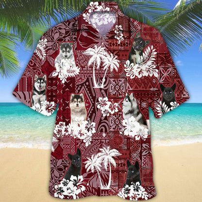 Pomsky Hawaiian Shirt, Dog Hawaii Shirt Red Tribal Pattern For Men Women HO5236
