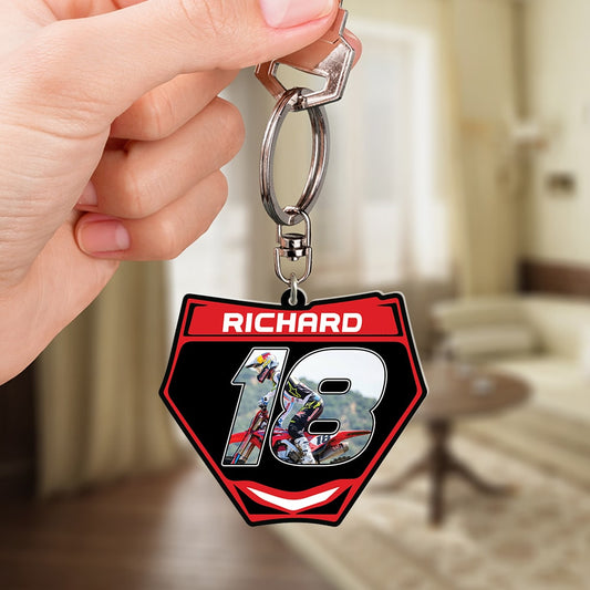 Motocross Racing - Custom Photo Keychain- Gift For Boyfriend Motocross Lover, Valentine Keychain KO0004