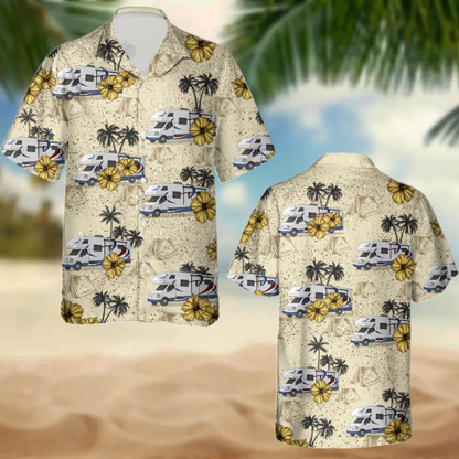 Upload Photo RV Camping Hawaiian Shirt, Idea Shirt for Summer, Camping Hawaiian Shirt for Men, Women HO0335