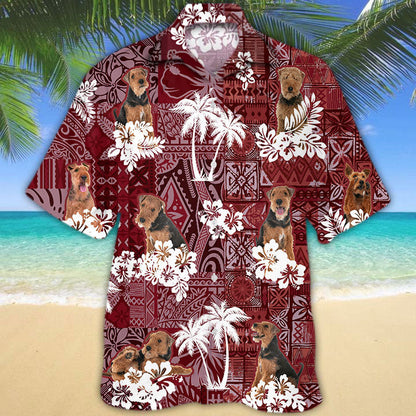 Welsh Terrier Hawaiian Shirt, Dog Hawaiian Shirt Red Tribal Pattern HO5265