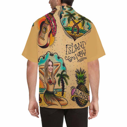 Custom Face Hawaiian Shirt Funny Face Photo Hawaiian Shirt for Husband Personalized Hawaiian Shirt Photo Tropical Aloha Shirt For Men HO4339