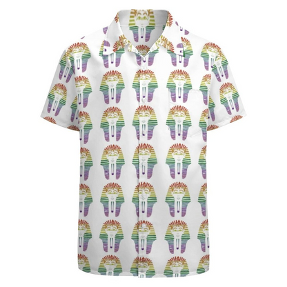 Rainbow Gay Lgbtq Pride Month Egyptian Pharaoh Hawaiian Vintage Shirt Mens Button Down Tropical Hawaii Beach Shirts HO4520