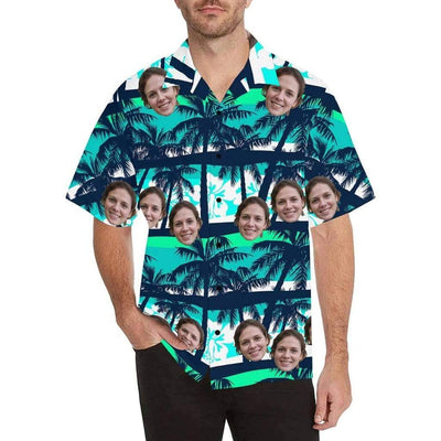 Custom Hawaiian Shirt with Face Best Couple Gift Flower Parrot Face Shirt Personalized Hawaiian Shirts Birthday Party Gift HO4348
