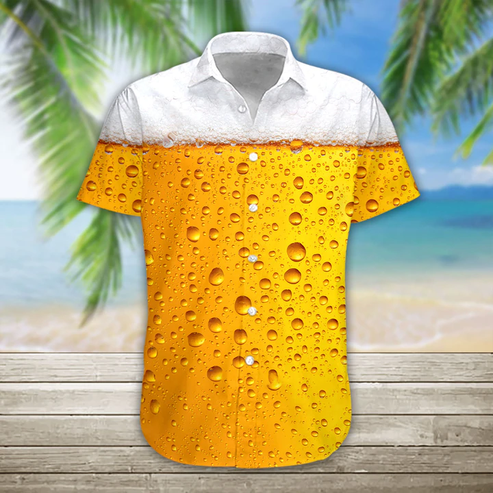 Men's Hawaiian Shirt, 3D Beer Hawaii Shirt, Hawaiian Shirts for Men Short Sleeve Aloha Beach Shirt HO1093