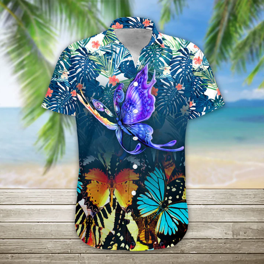 3D Butterfly Hawaii Shirt, Hawaiian Shirt Casual Button Down Shirts Short Sleeve, Hawaiian shirt for men, women HO1098