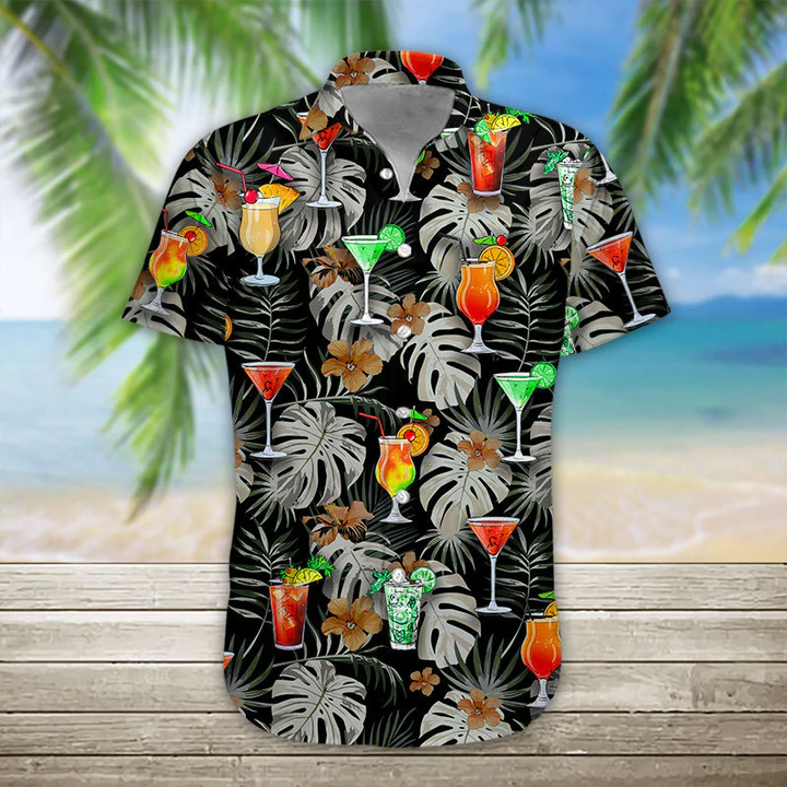 3D Cocktail Hawaiian Shirt, Men's Hawaiian Aloha Beach Shirt HO1105