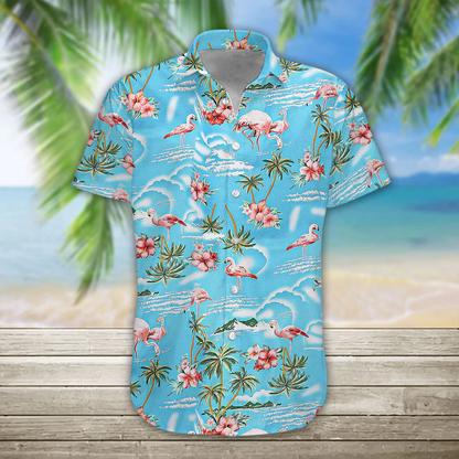 3D Flamingo Hawaiian shirt, Mens Hawaiian Aloha Beach Shirt, Hawaiian Shirts for Men HO1087
