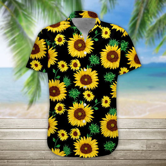 3D Sunflower Hawaii Shirt, Hawaiian Shirts for Men, Women Print Button Down Shirt HO1078