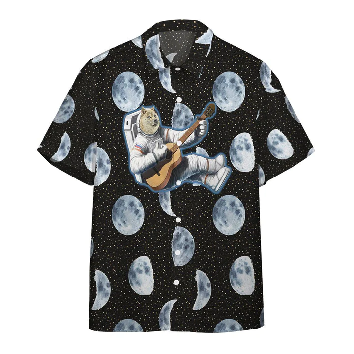 3D Doge Astronaut Playing Guitar Custom Hawaiian Shirt HO0531