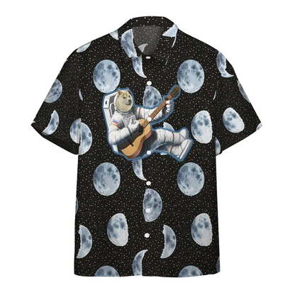 3D Doge Astronaut Playing Guitar Custom Hawaiian Shirt HO0531