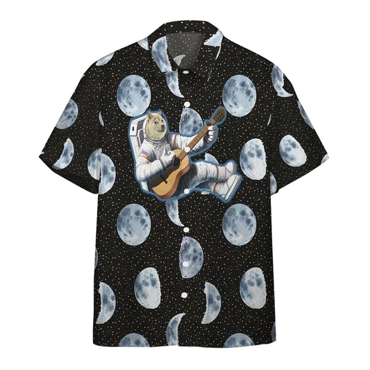 3D Doge Astronaut Playing Guitar Custom Hawaiian Shirt HO0531
