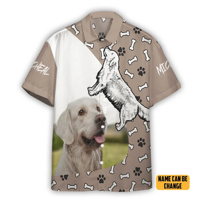 3D Golden Retriever Dog Hawaii Custom Text Hawaiian Shirt HO2405