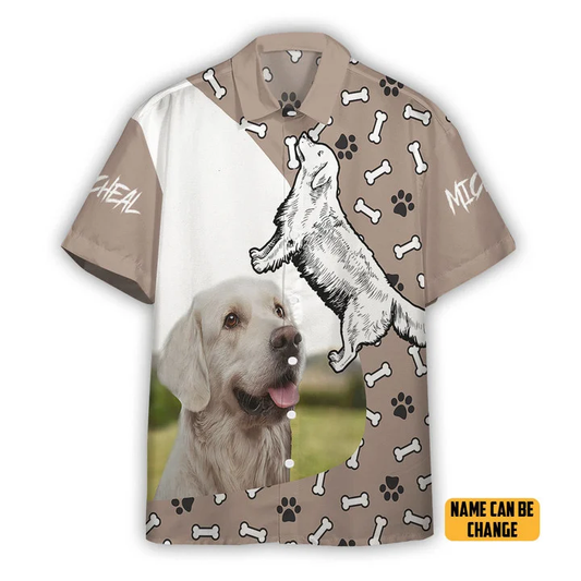 3D Golden Retriever Dog Hawaii Custom Text Hawaiian Shirt HO2405