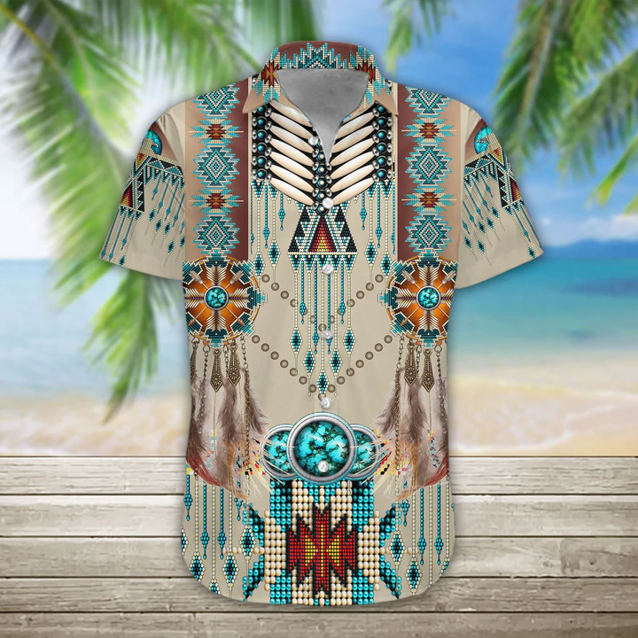 3D Native American Hawaii Shirt, Hawaiian Shirts for Men Print Button Down Shirt HO1081