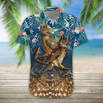 3D Owl Hawaii Shirt Hawaii Shirt, Summer Hawaiian Shirts Casual Short Sleeve Shirt Men HO1143
