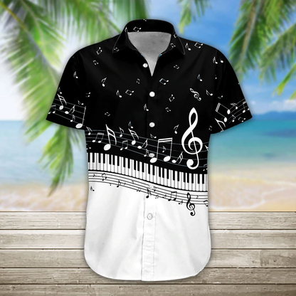 3D Acoustic Guitar Hawaii Shirt, Guitar Hawaiian Shirts Casual Short Sleeve Guitar Shirt Men HO1147
