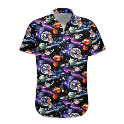 3D Planet Solar System Hawaiian Shirt, Hawaiian Shirts for Men Print Button Down Shirt HO1084