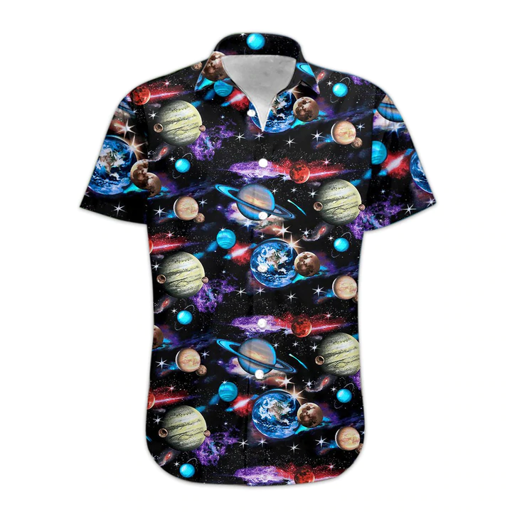 3D Planets Solar System Hawaii Shirt, Hawaiian Shirts for Men HO1085