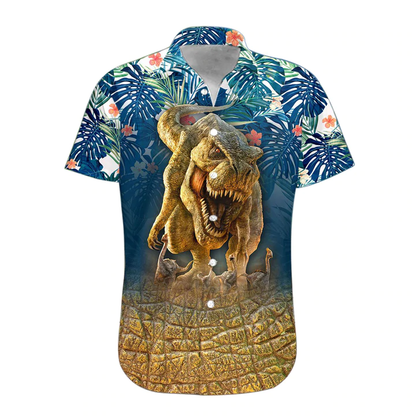 3D T-Rex Hawaii Shirt, Hawaiian Shirts for Men Print Button Down Shirt HO1079