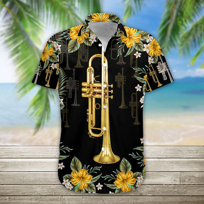 3D Acoustic Guitar Hawaii Shirt, Guitar Hawaiian Shirts Casual Short Sleeve Guitar Shirt Men HO1147