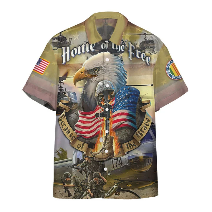 3D Vietnam Veteran Home Of The Free Custom Hawaiian Shirt HO2406