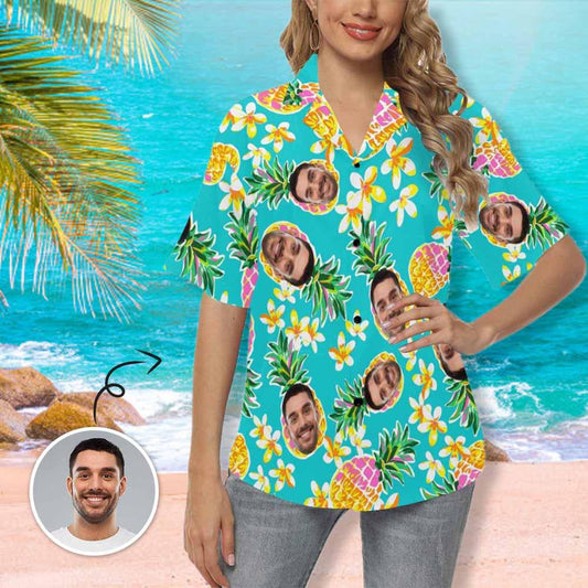 Custom Face Summer Vocation Women's Hawaiian Shirts, Gift for Her HO0331