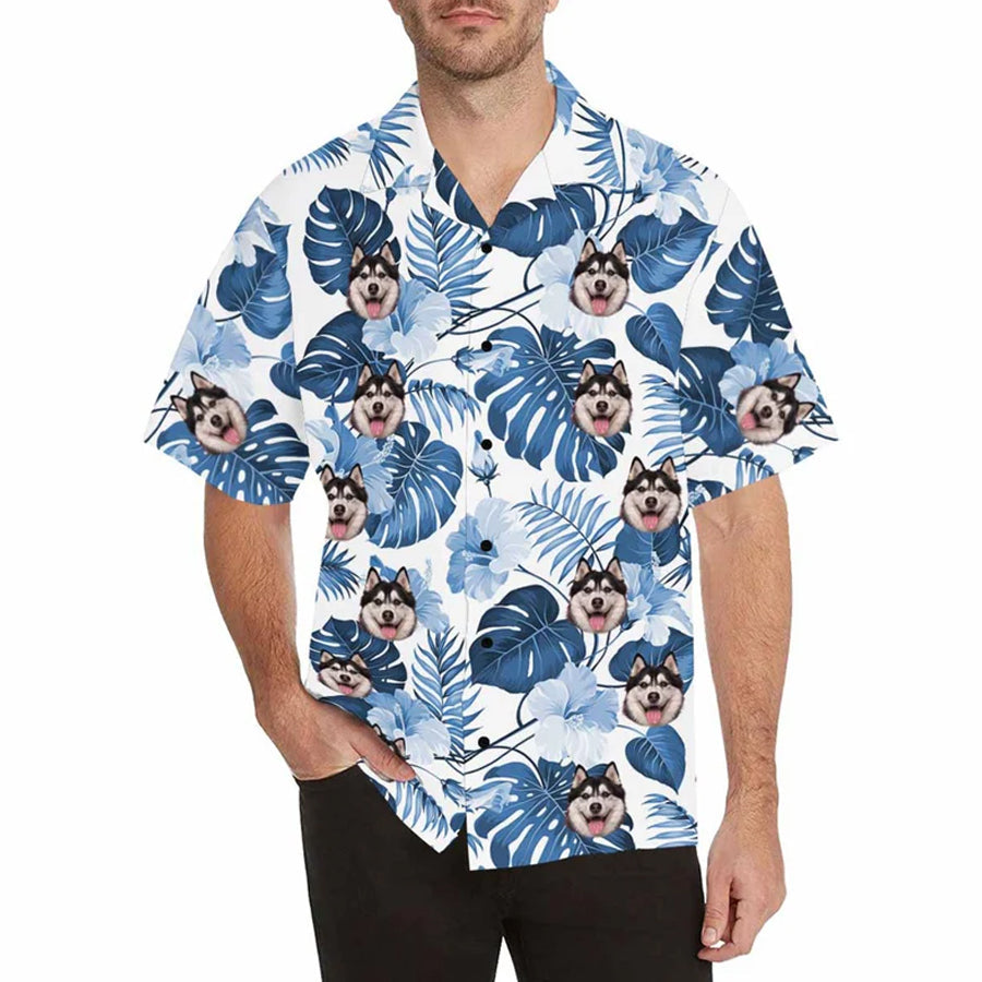 Personalized Dog Face Shirt, Personalized Hawaiian Shirt for Men, floral Aloha shirt men HO2703