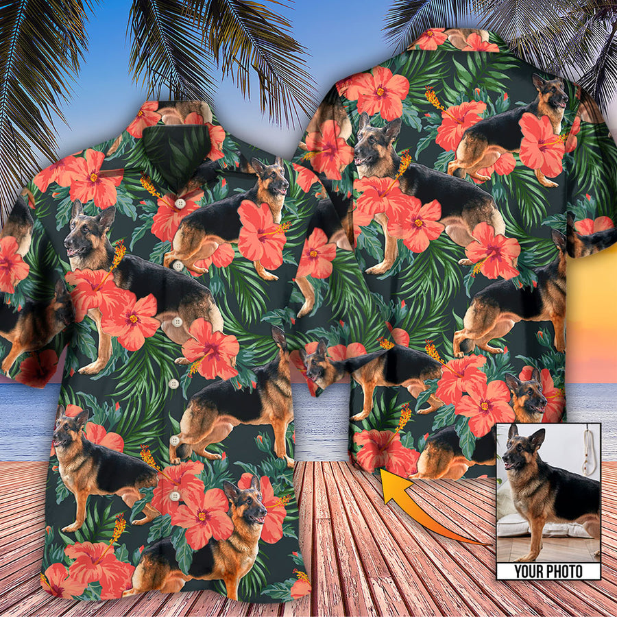 German Shepherd Tropical Custom Photo - Hawaiian Shirt, Personalized Hawaiian Shirt Dog, Idea Gift for Dog Lover HO4277
