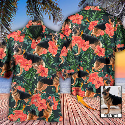 German Shepherd Tropical Custom Photo - Hawaiian Shirt, Personalized Hawaiian Shirt Dog, Idea Gift for Dog Lover HO4277
