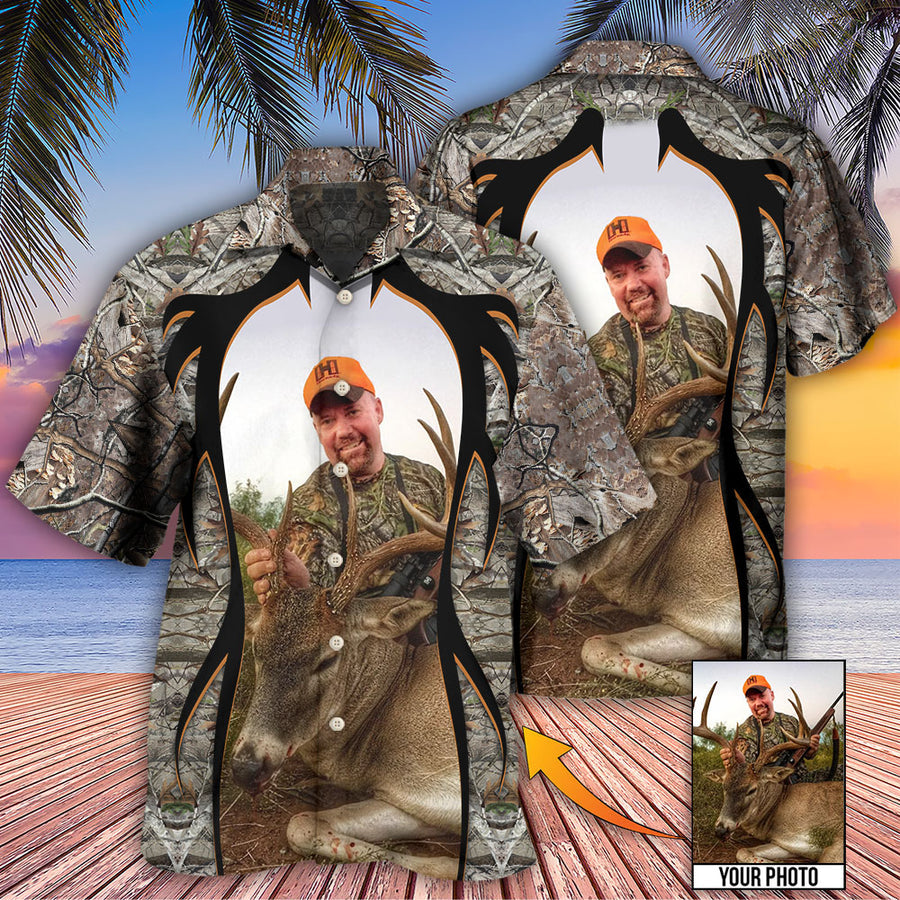 Hunting Lover Cool Pattern Custom Photo - Hawaiian Shirt, Hunting Shirt, Idea Gift for Hunter HO4249
