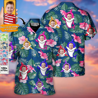 Shark Funny Tropical Style Custom Photo - Hawaiian Shirt - Personalized Photo Gifts, Personalized Hawaiian Shirt HO4257