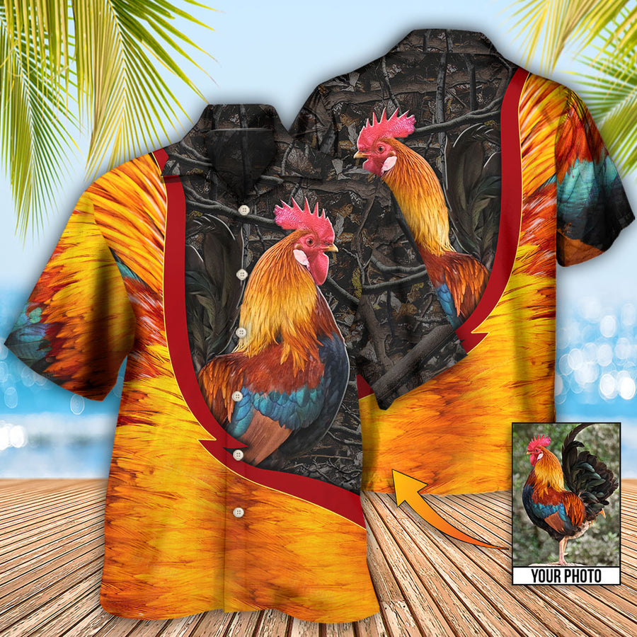 3D All Over Print Rooster Hawaiian Shirt, Chicken Rooster Beautiful Style Custom Photo Hawaiian Shirt Lasfour HO4253