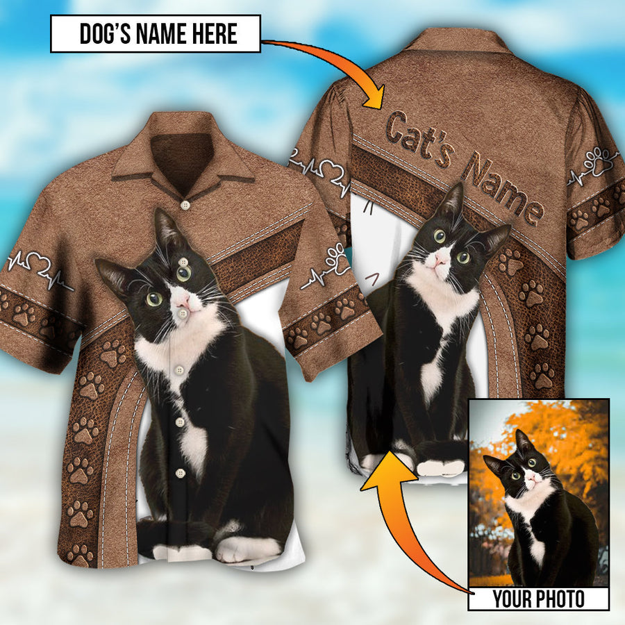 Black Cat Is My Best Friend Custom Photo - Hawaiian Shirt, Idea Gift for Cat Lover Hawaiian Photo Shirt HO4243