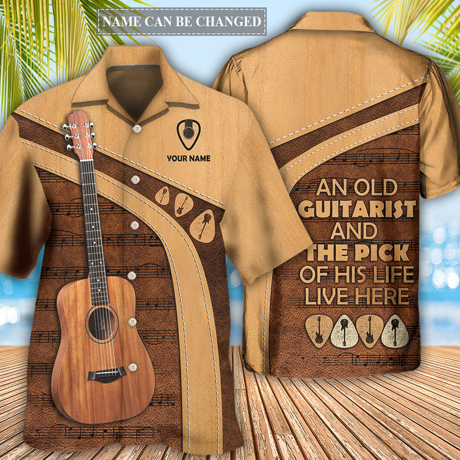 Guitar Old Guitarist And The Pick Personalized - Hawaiian Shirt Lasfour, Shirt for Guitar Lover HO4238