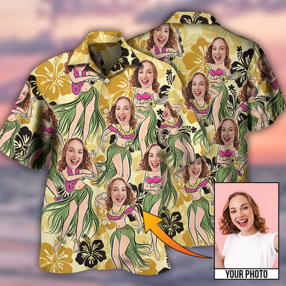 Custom Photo Face Women Floral Pattern Hawaiian Shirt, Gift for Women, Idea Gift for Her HO4250