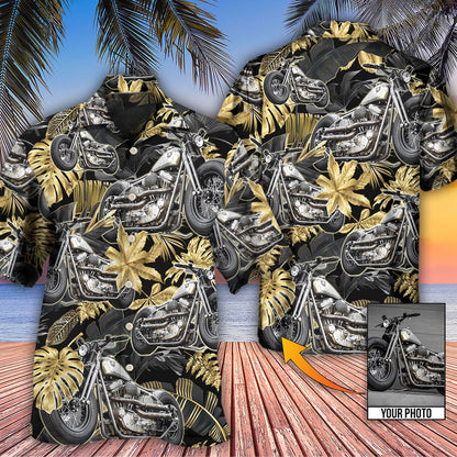 Bobber Motorcycle Tropical Flower Pattern Vibe Custom Photo Hawaiian Shirt, Hawaiian Shirt for Men Women HO4216