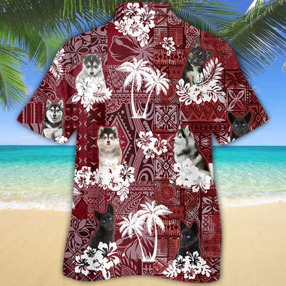 Pomsky Hawaiian Shirt, Dog Hawaii Shirt Red Tribal Pattern For Men Women HO5236