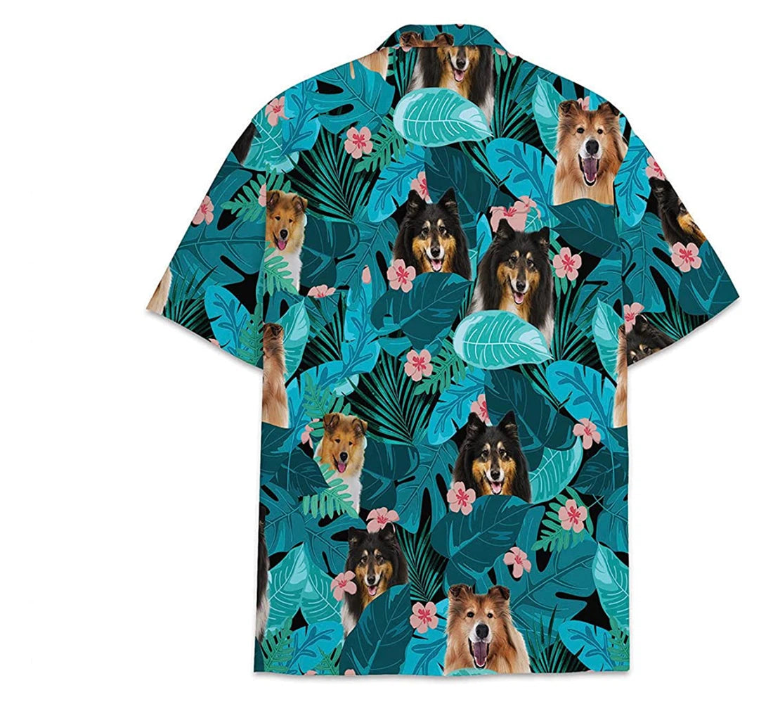 Dog Shetland Sheepdogs Pattern Short Tall Hawaiian Shirt, Button Up Aloha Shirt For Men, Women HO0837