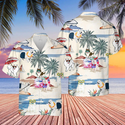 Canadian Eskimo Dog Summer Beach Hawaiian Shirt, Short Sleeve Dog Aloha Beach Shirt For Men And Woman HO4902